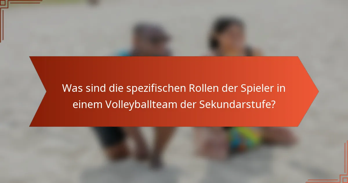 Was sind die spezifischen Rollen der Spieler in einem Volleyballteam der Sekundarstufe?