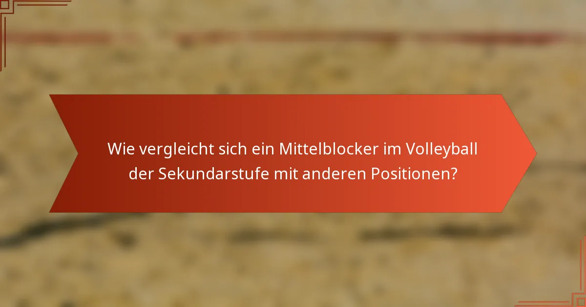 Wie vergleicht sich ein Mittelblocker im Volleyball der Sekundarstufe mit anderen Positionen?